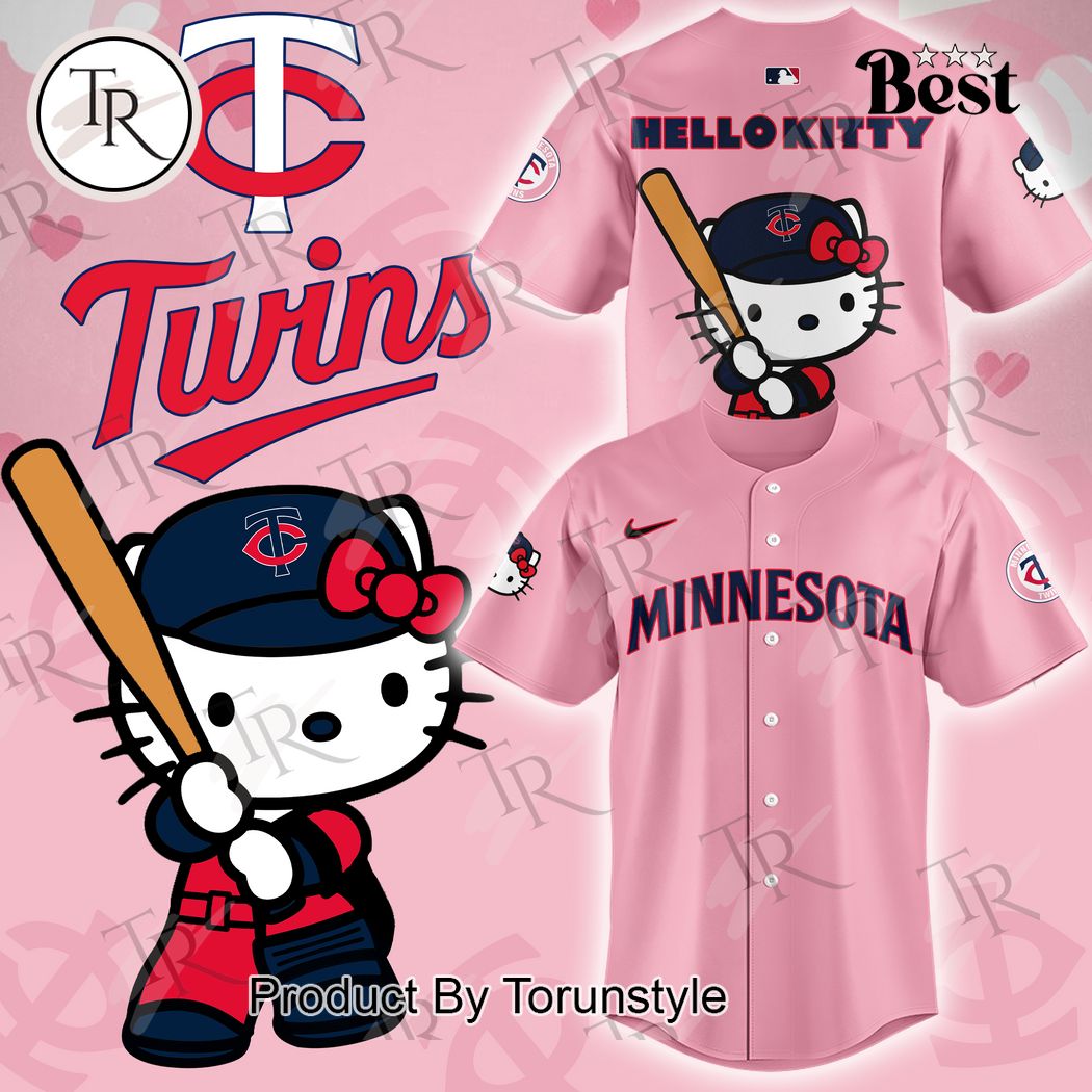 New Minnesota Twins x Hello Kitty Day Baseball Custom Jersey Fan Gift - Pink