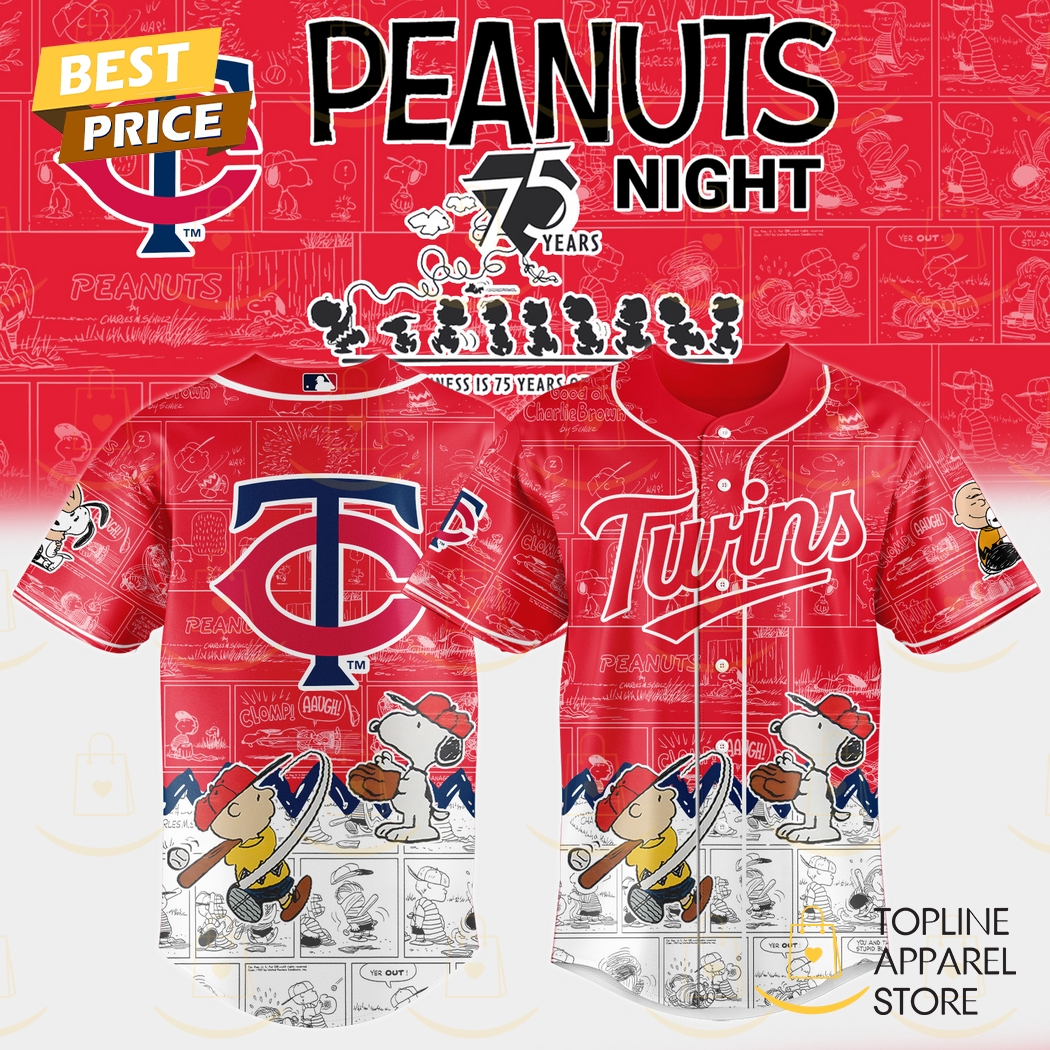 New Minnesota Twins x Peanuts Night 75 Years 2025 Baseball Custom Jersey Fan Gift
