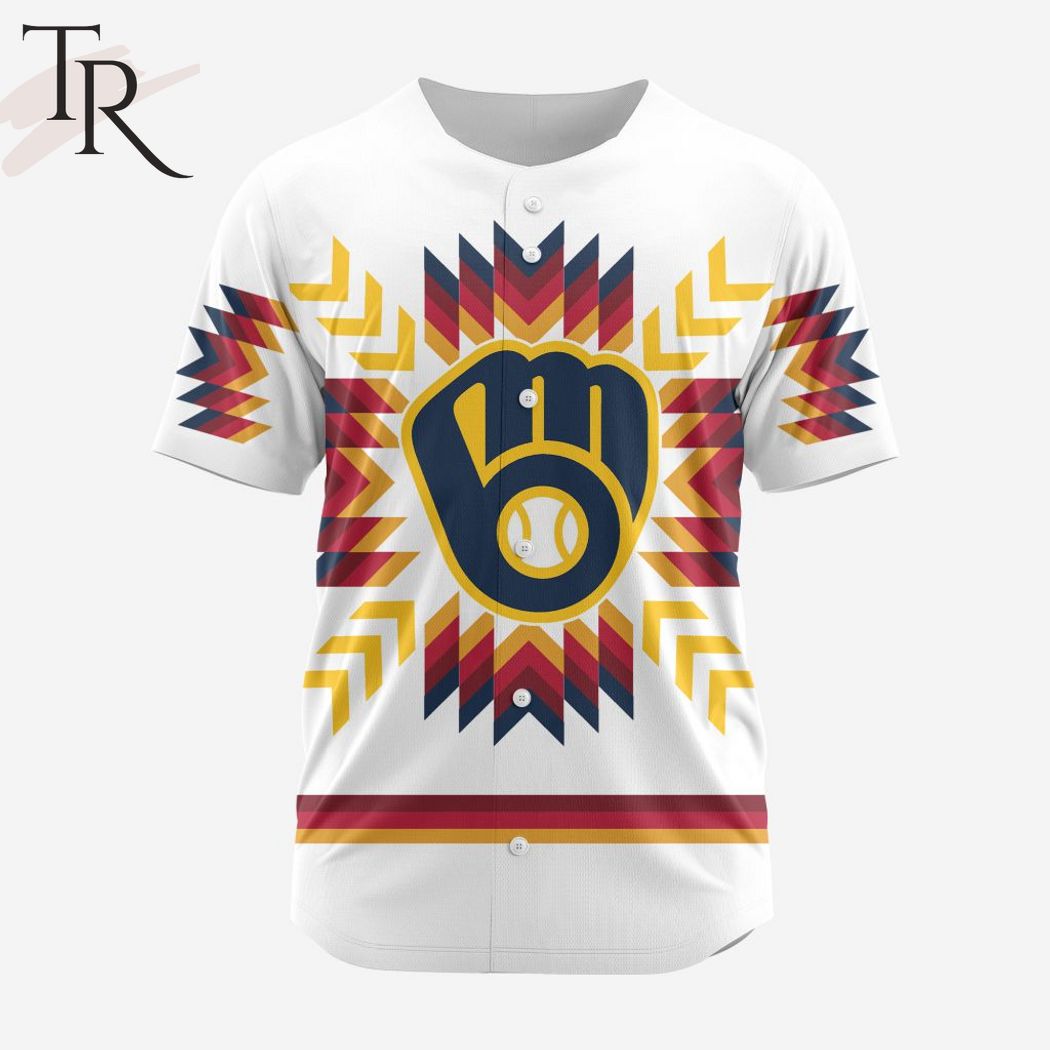 New MLB Milwaukee Brewers Special Native Design Baseball Custom Jersey Fan Gift