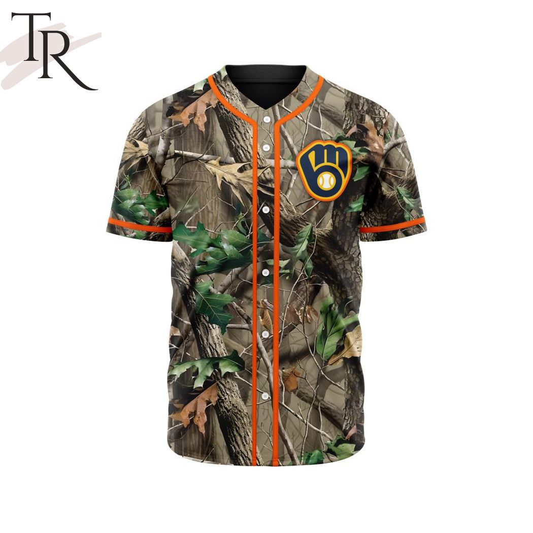 New MLB Milwaukee Brewers Special Realtree Camo Hunting Baseball Custom Jersey Fan Gift