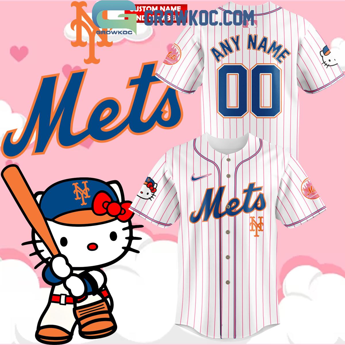 New New York Mets Hello Kitty 50th Anniversary Personalized Baseball Custom Jersey Fan Gift