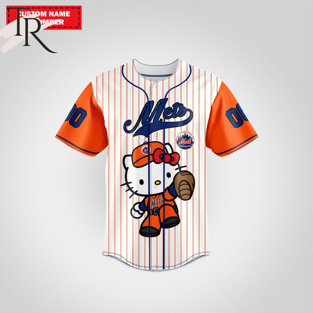New New York Mets Special Hello Kitty Design Baseball Custom Jersey Fan Gift MLB Custom Name - Number