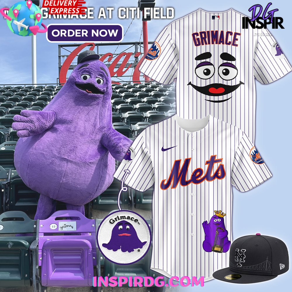 New New York Mets x Meet Grimace Stripe Baseball Custom Jersey Fan Gift