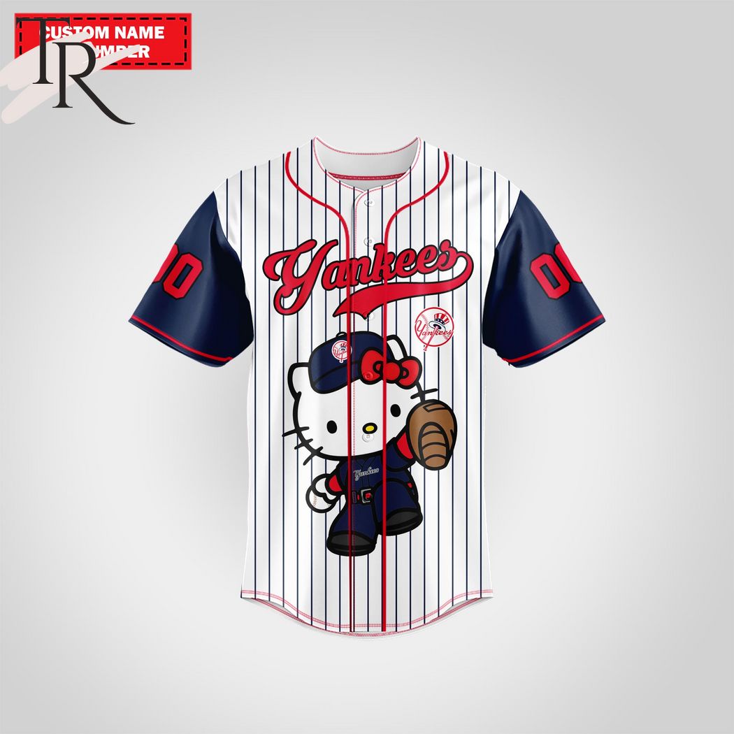 New New York Yankees Special Hello Kitty Design Baseball Custom Jersey Fan Gift MLB Custom Name - Number