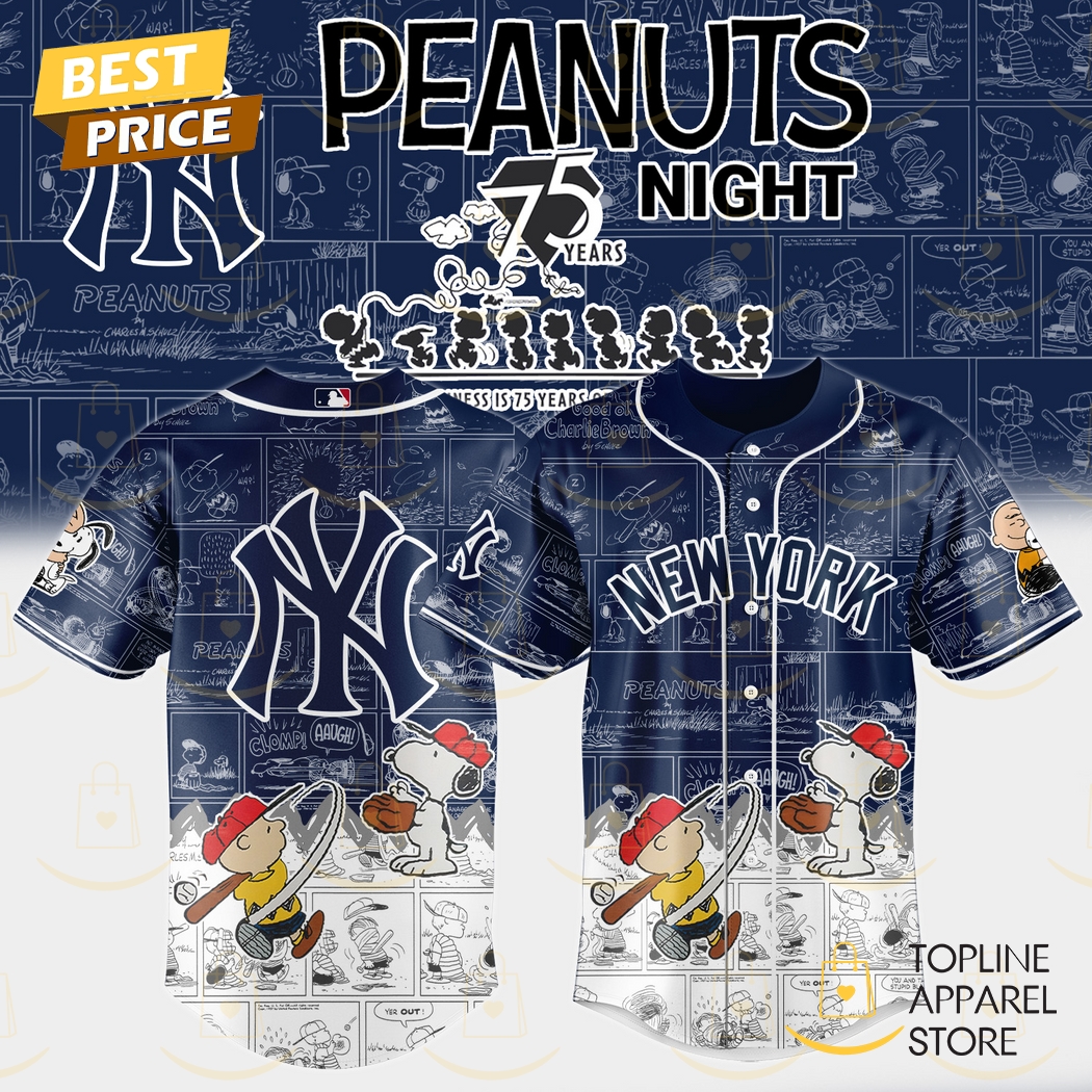 New New York Yankees x Peanuts Night 75 Years 2025 Baseball Custom Jersey Fan Gift