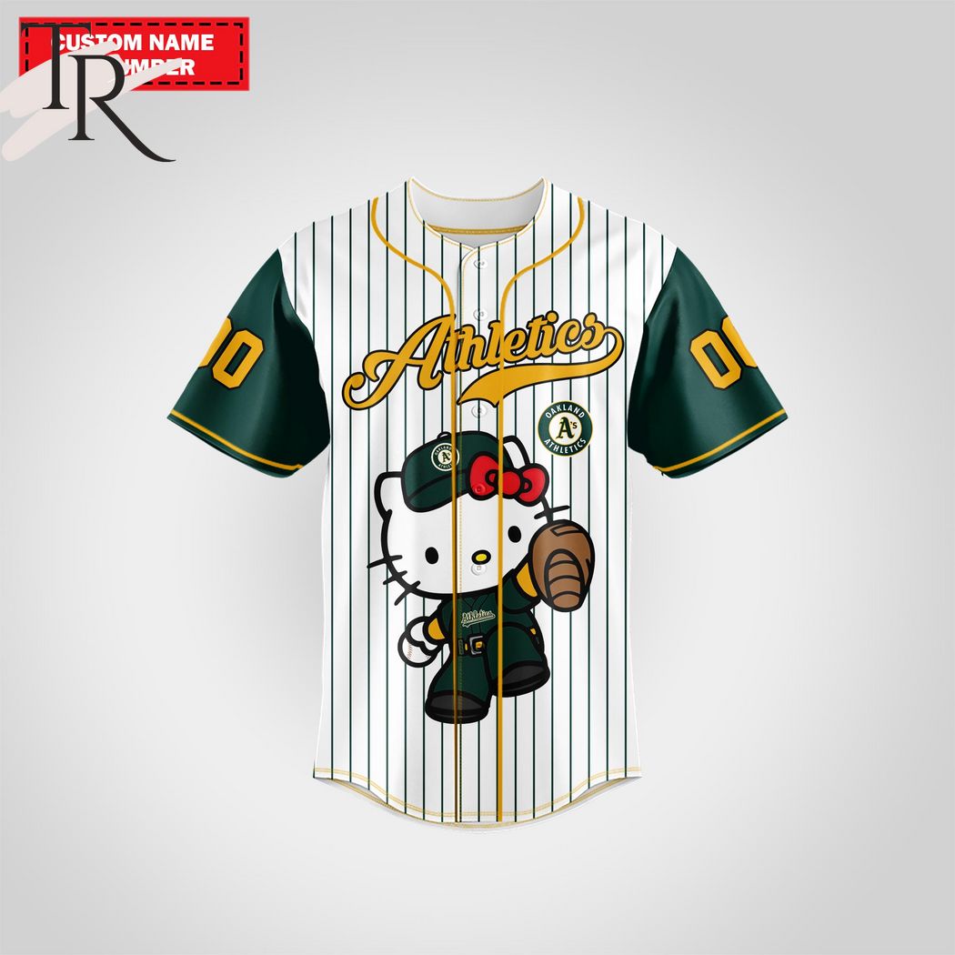 New Oakland Athletics Special Hello Kitty Design Baseball Custom Jersey Fan Gift MLB Custom Name - Number