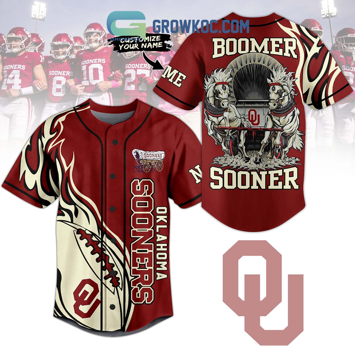 New Oklahoma Sooners Schooner Personalized Baseball Custom Jersey Fan Gift