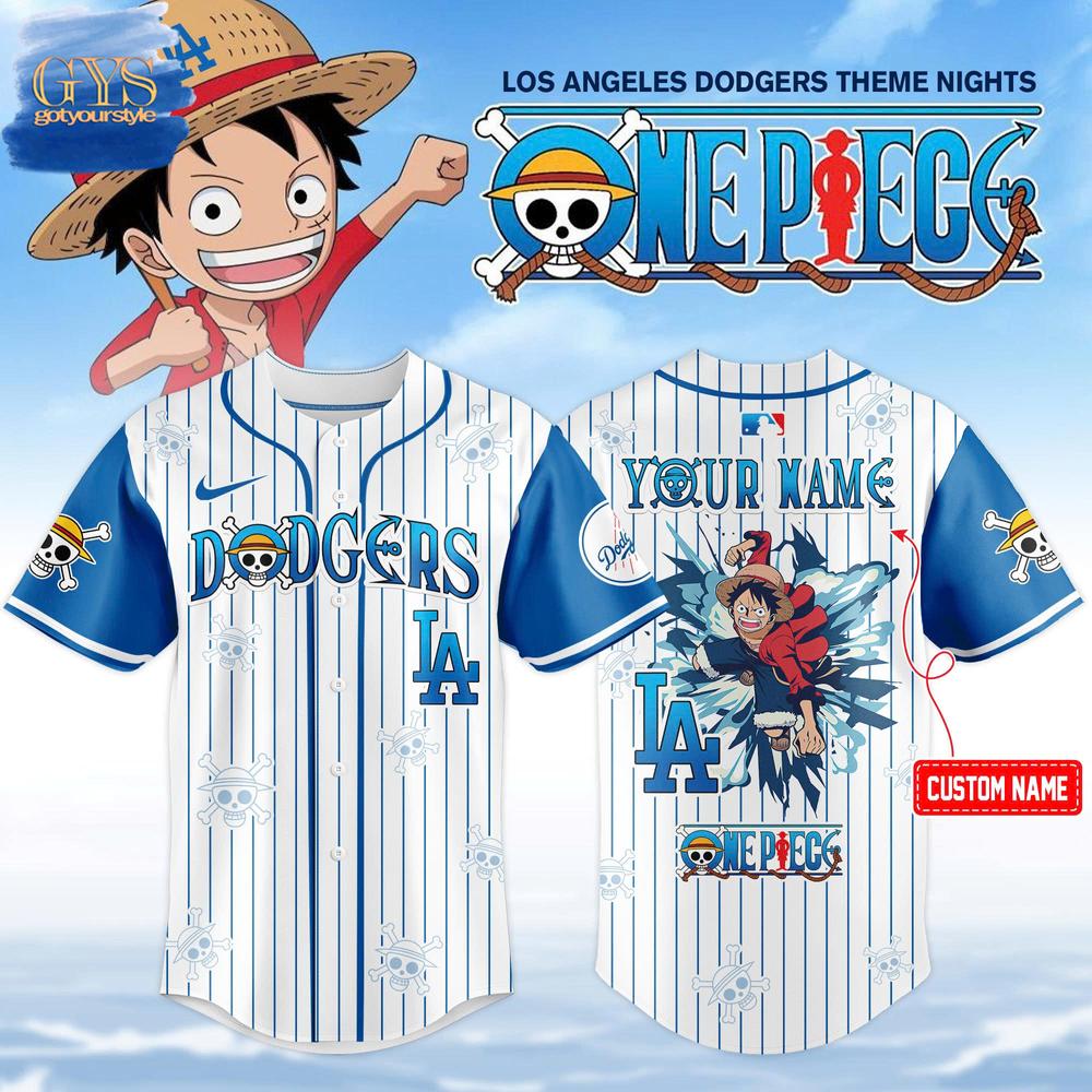 New One Piece Night Game Los Angeles Dodgers Custom Jersey Fan Gift