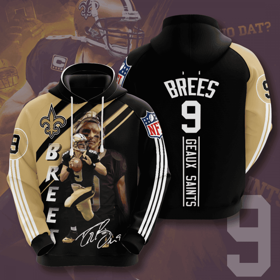 New Orleans Saints Brees 9 Hoodie  Zip Hoodie Version 1180
