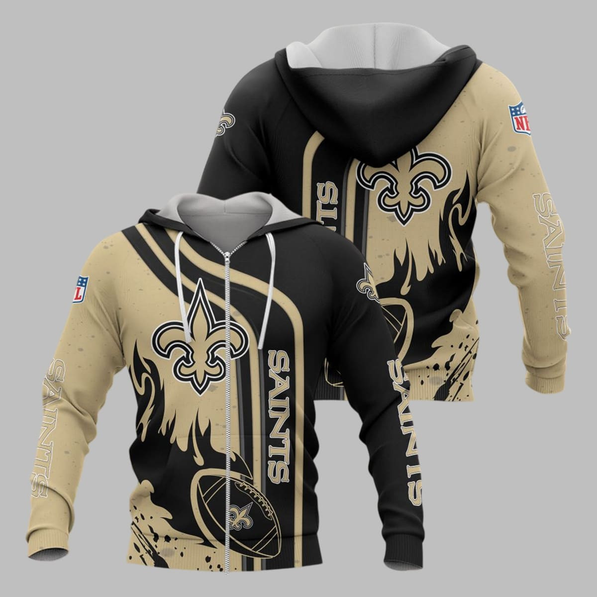 New Orleans Saints Football Personalized 3D printed Sweatshirt Hoodie Zipped Hoodie