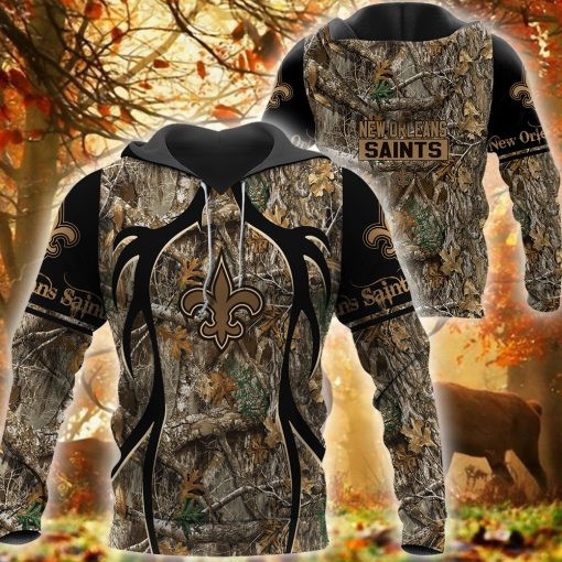New Orleans Saints Hunting Camo Football 3D printed Sweatshirt Hoodie Zipped Hoodie