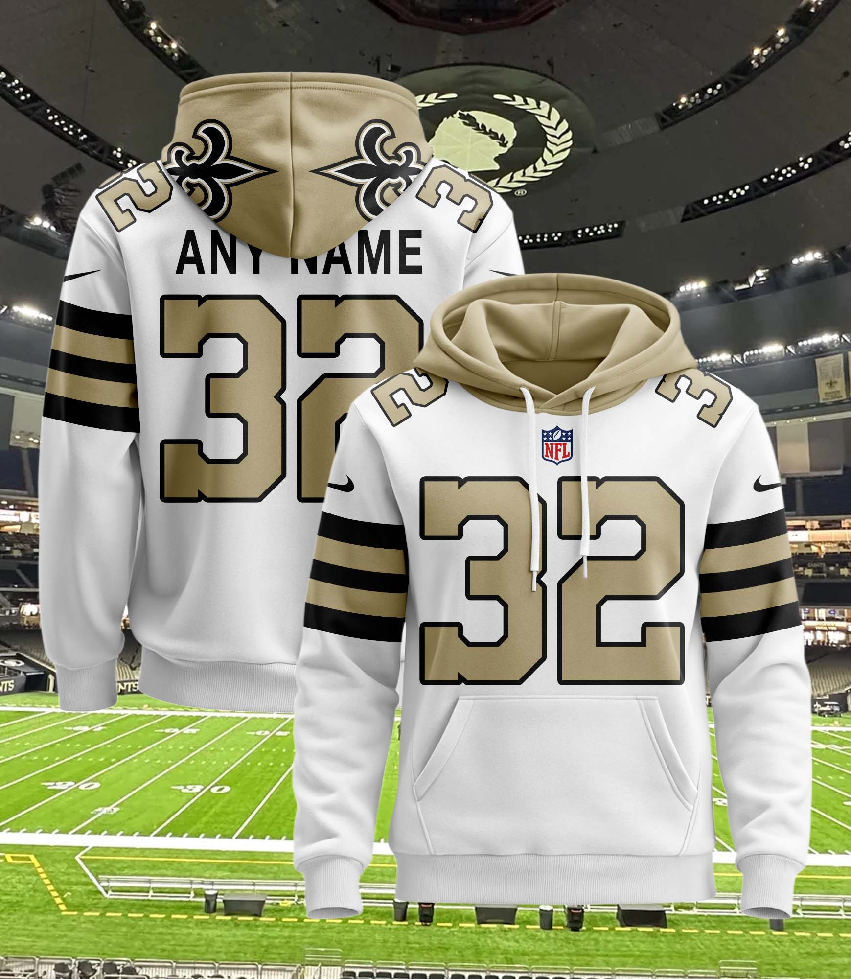 New Orleans Saints Personalized Name And Number NFL 3D Hoodie Version 38