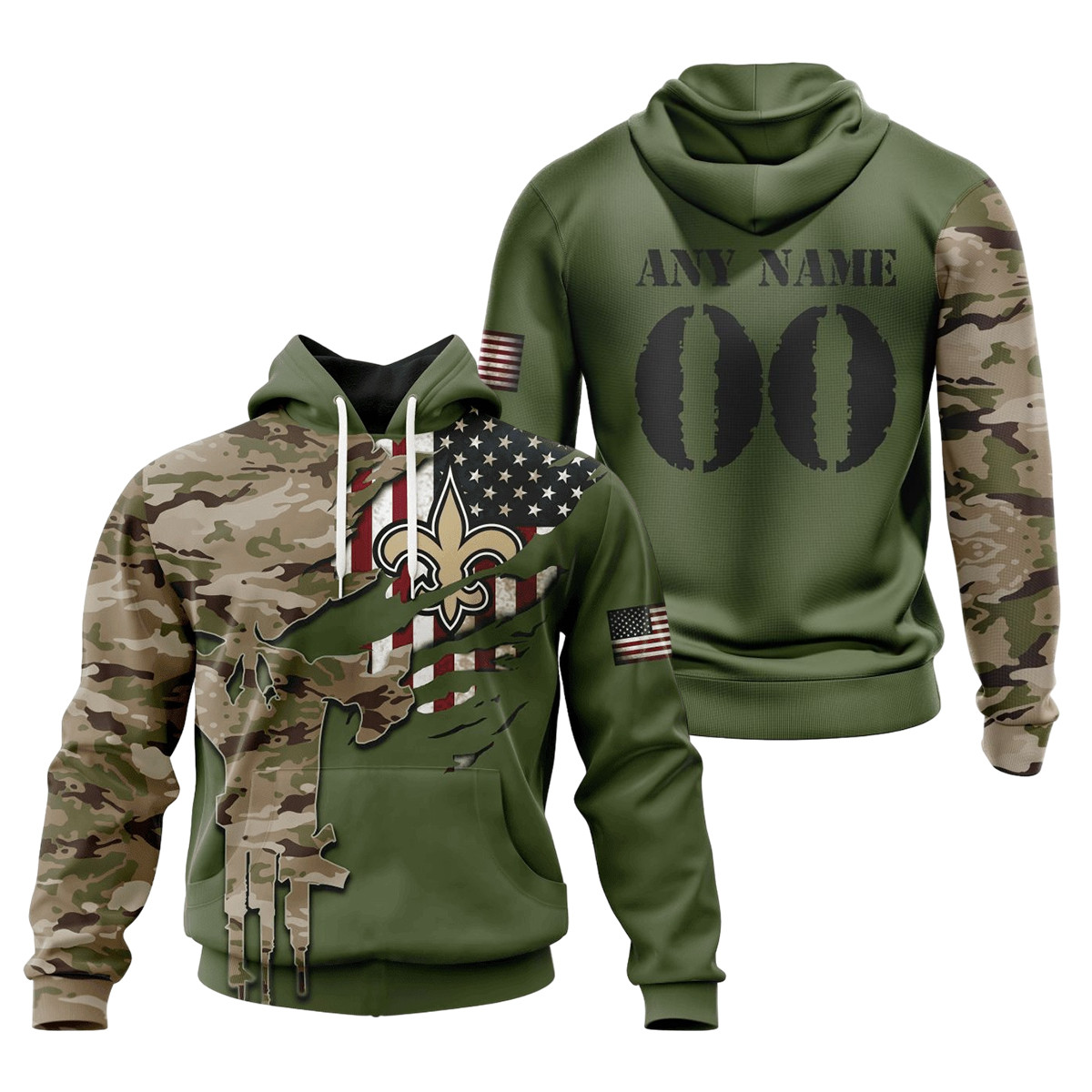 New Orleans Saints Special Camo Design 3D printed Sweatshirt Hoodie Zipped Hoodie