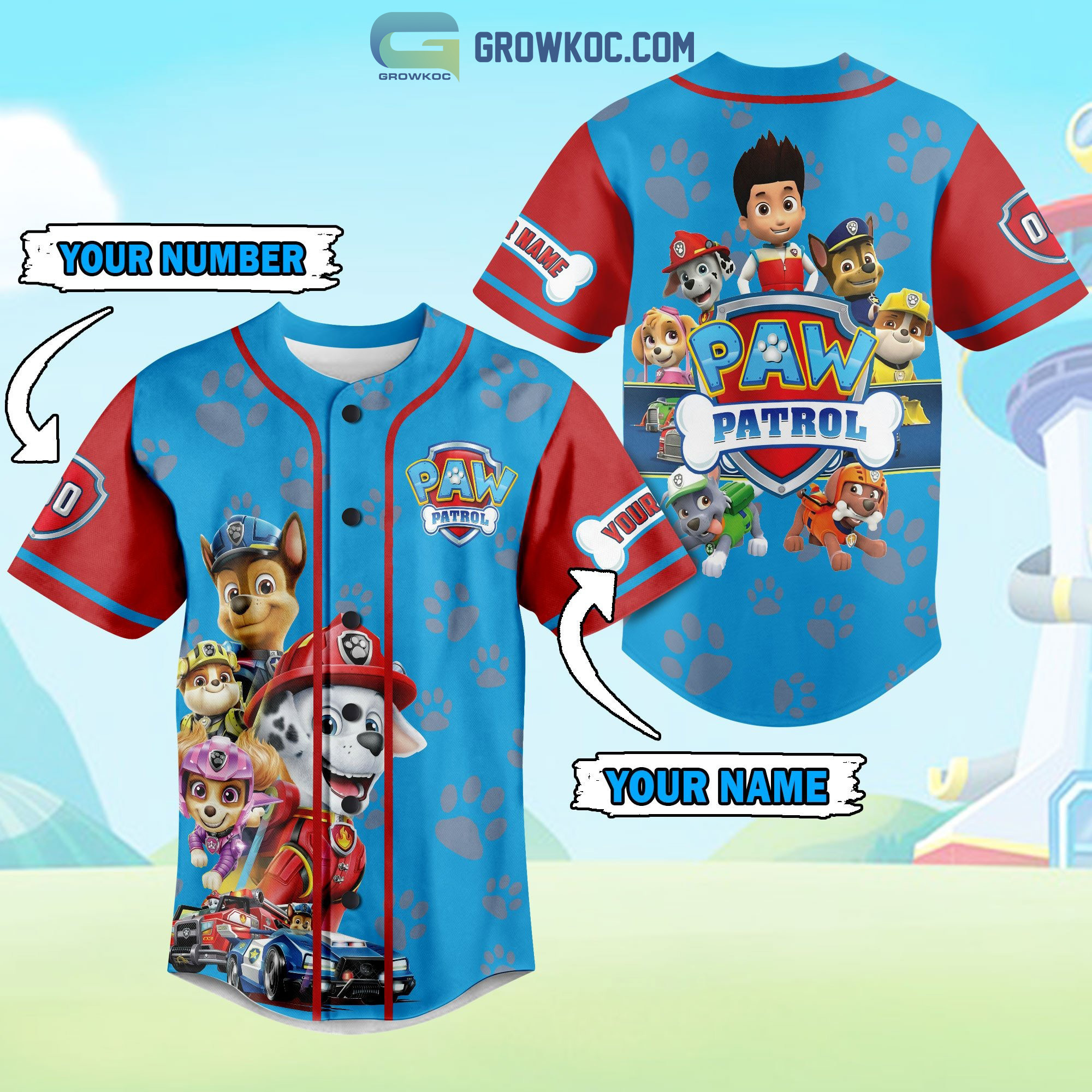 New Paw Patrol Cartoon Personalized Baseball Custom Jersey Fan Gift