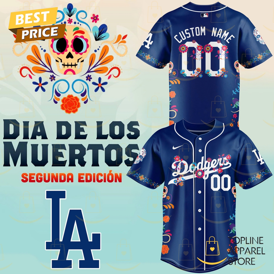New Personalized Los Angeles Dodgers 2024 Dia De Los Muertos Baseball Custom Jersey Fan Gift - Blue