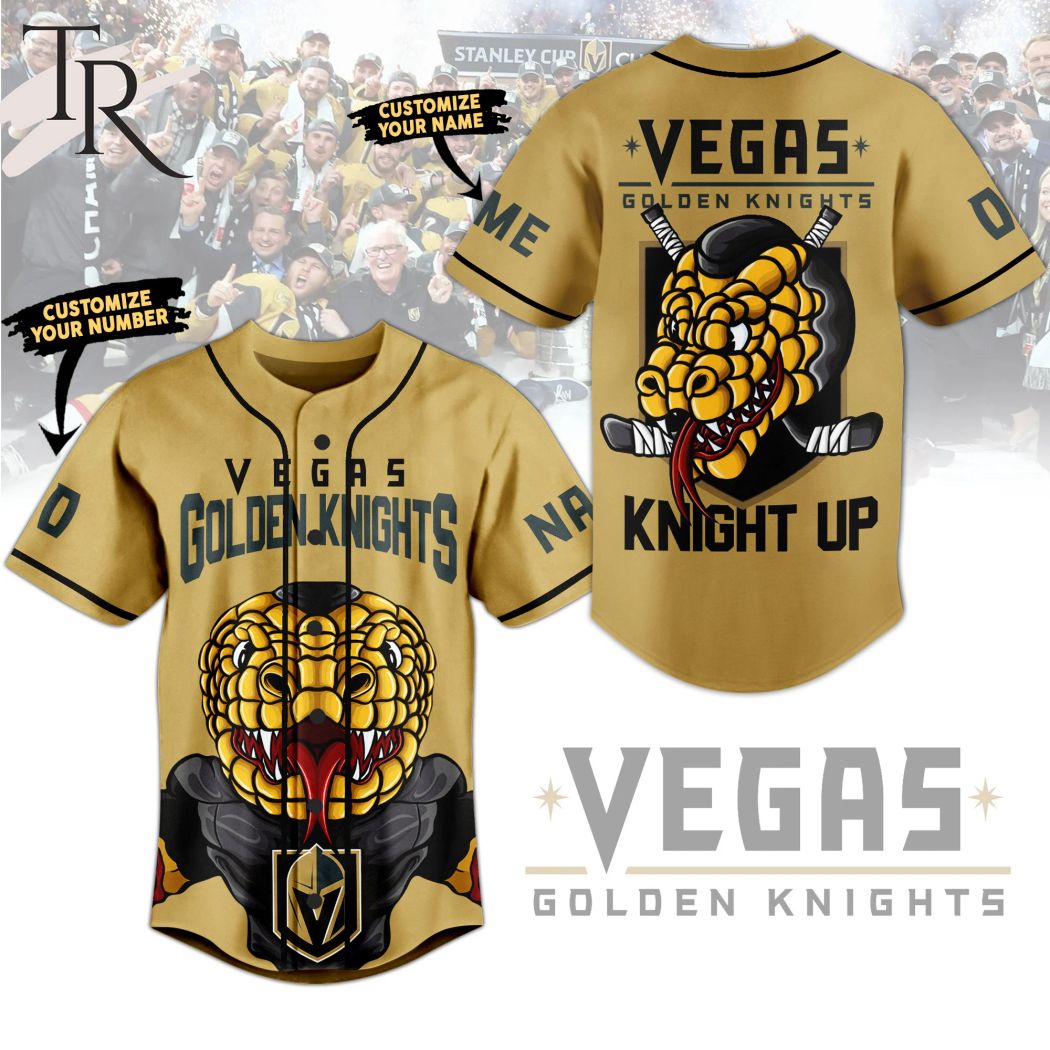 New Personalized Vegas Golden Knights Up Baseball Custom Jersey Fan Gift
