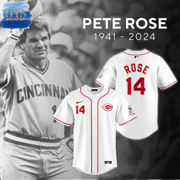 New Pete Rose The Hit King Signatures Baseball Custom Jersey Fan Gift