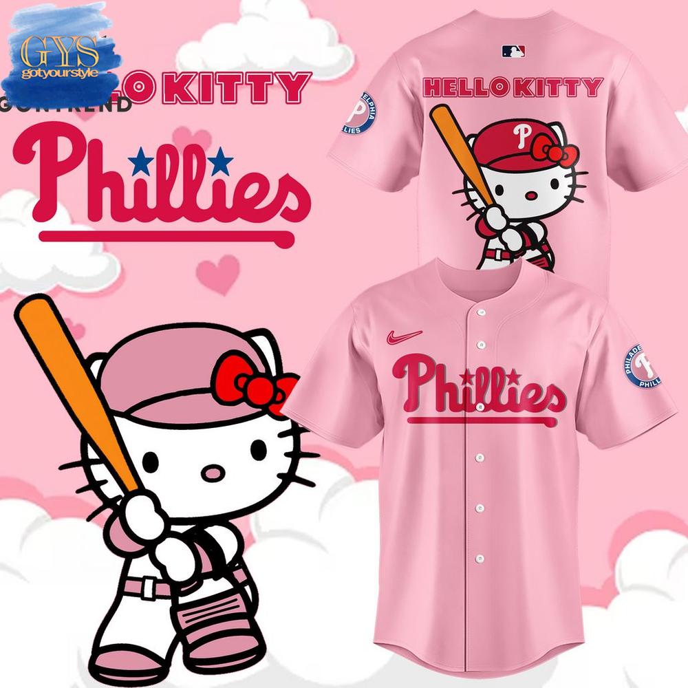New Philadelphia Phillies Hello Kitty Night Baseball Custom Jersey Fan Gift
