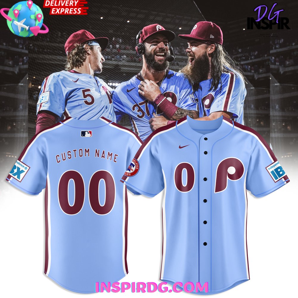 New Philadelphia Phillies Light Blue Custom Baseball Custom Jersey Fan Gift