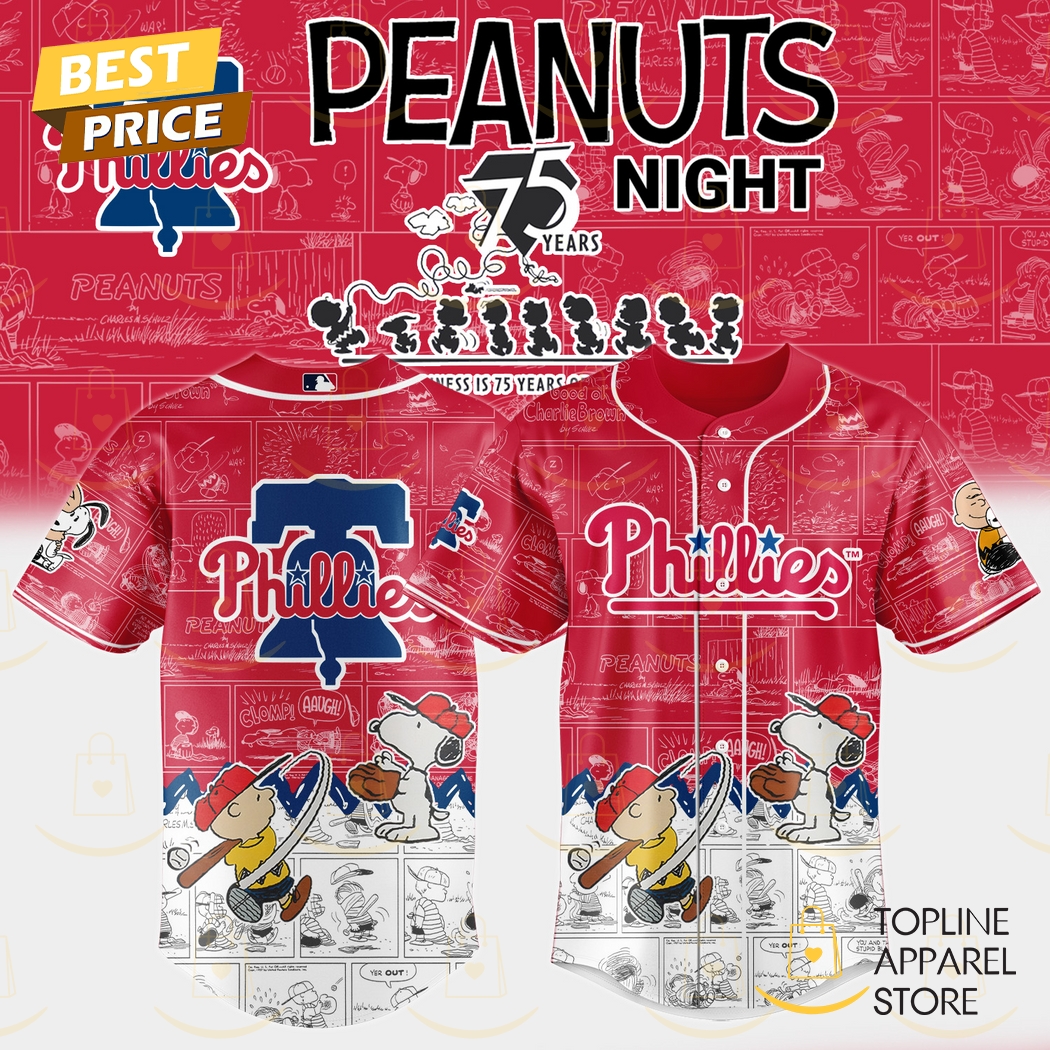 New Philadelphia Phillies x Peanuts Night 75 Years 2025 Baseball Custom Jersey Fan Gift
