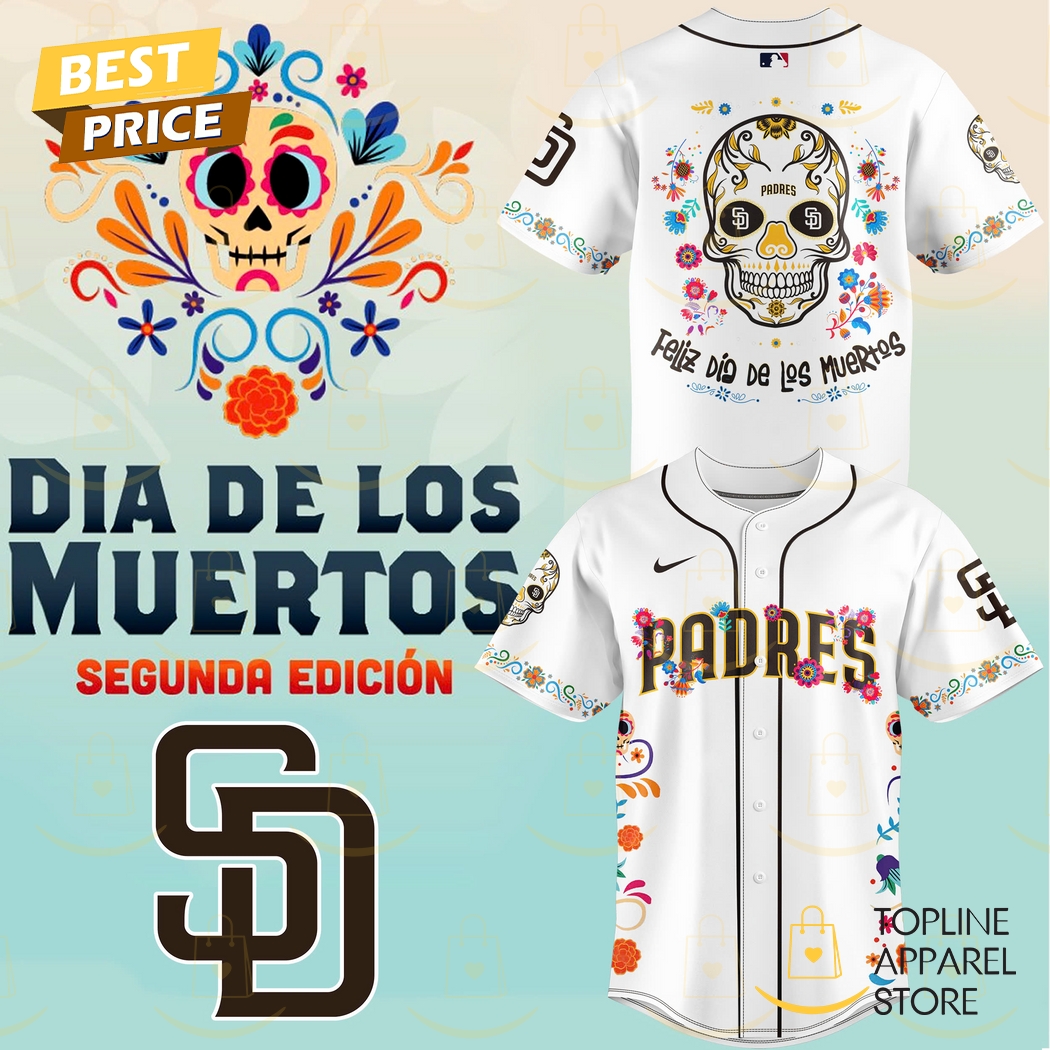 New San Diego Padres 2024 Dia De Los Muertos Baseball Custom Jersey Fan Gift