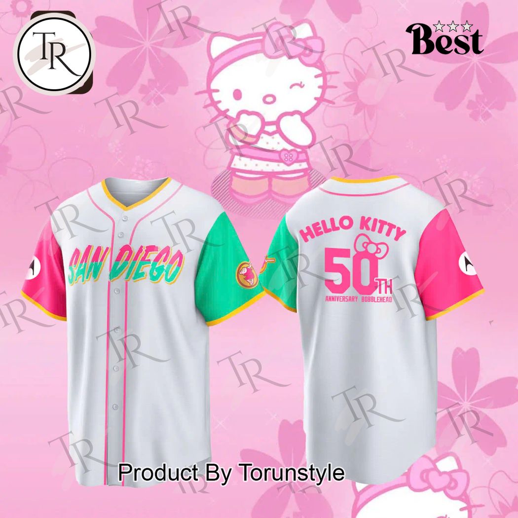 New San Diego Padres Celebrate Hello Kitty's 50th Anniversary Baseball Custom Jersey Fan Gift