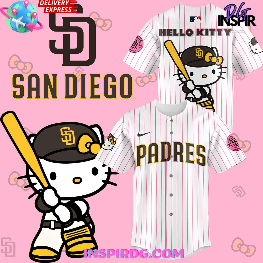 New San Diego Padres x Hello Kitty Night 2024 Stripe Baseball Custom Jersey Fan Gift