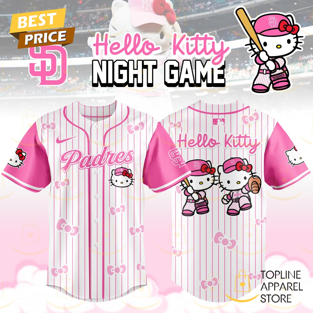 New San Diego Padres x Hello Kitty Night Game Baseball Custom Jersey Fan Gift - Pink