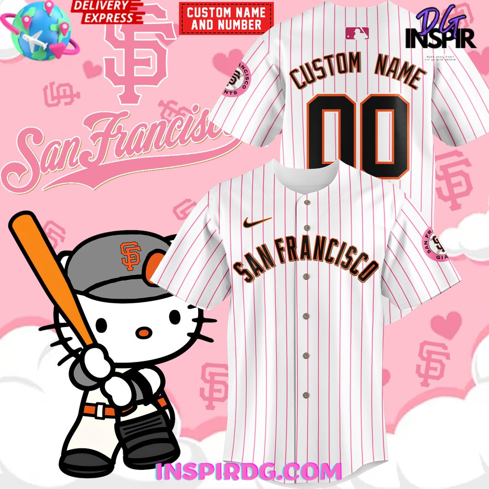 New San Francisco Giants x Hello Kitty Night Custom Stripe Baseball Custom Jersey Fan Gift