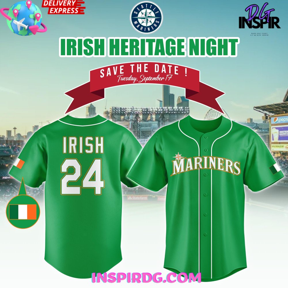 New Seattle Mariners Irish Heritage Night 2024 Baseball Custom Jersey Fan Gift