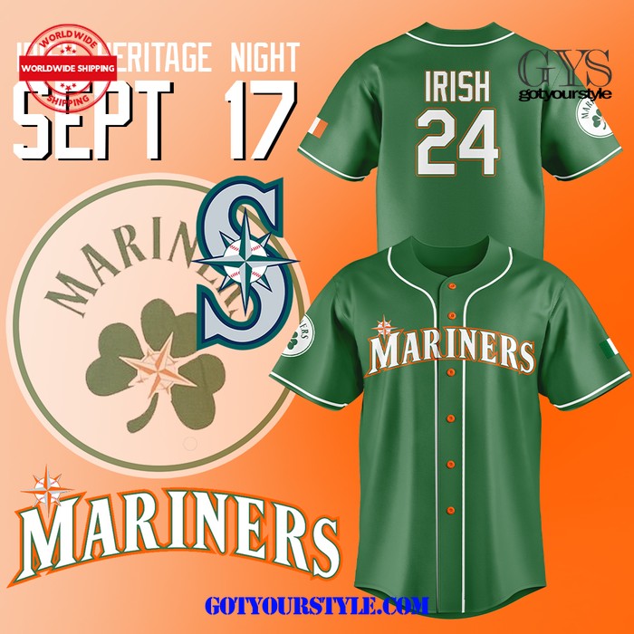 New Seattle Mariners Irish Heritage Night 2024 Baseball Custom Jersey Fan Gift
