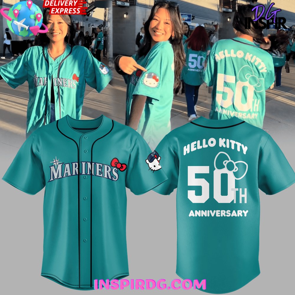 New Seattle Mariners x Hello Kitty 50th Anniversary Baseball Custom Jersey Fan Gift