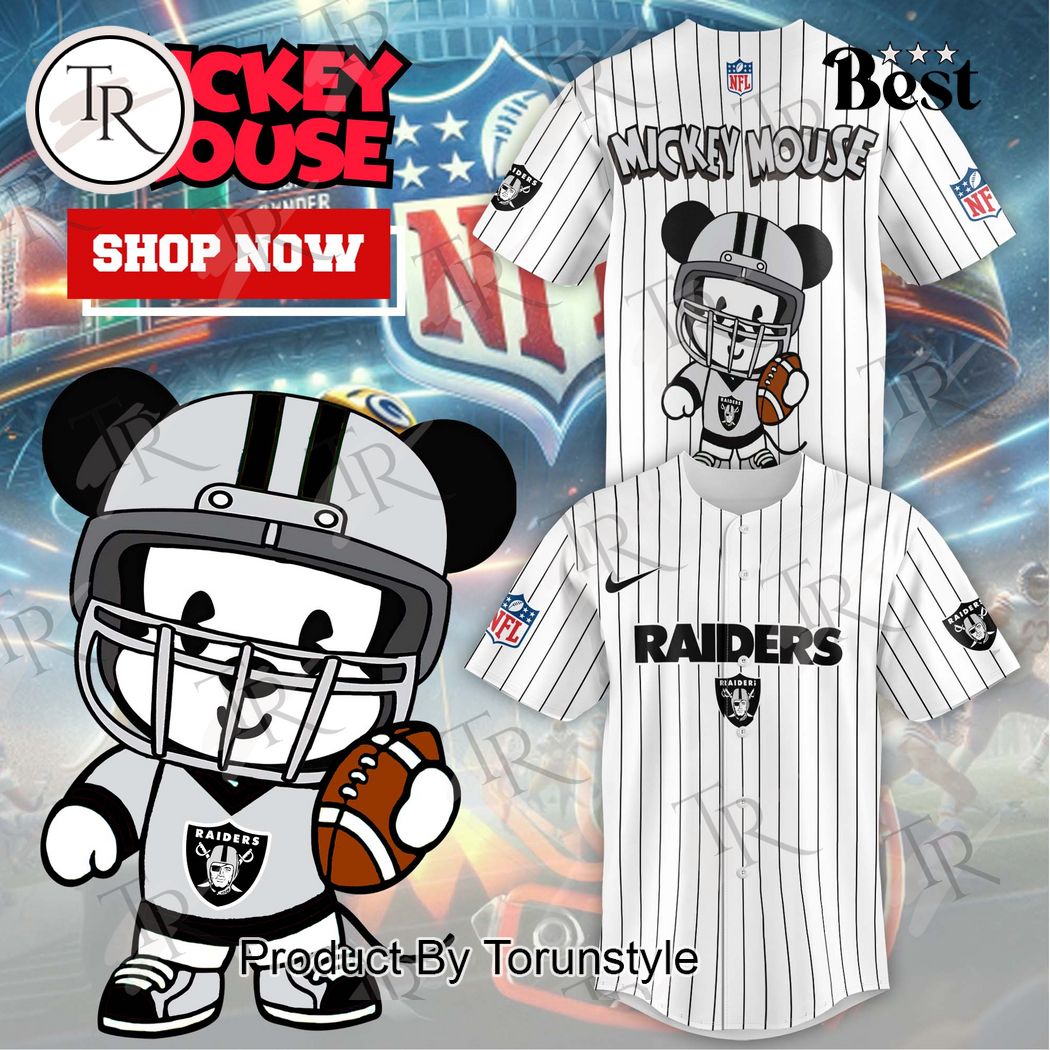 New Special Mickey Mouse Design Las Vegas Raiders Baseball Custom Jersey Fan Gift