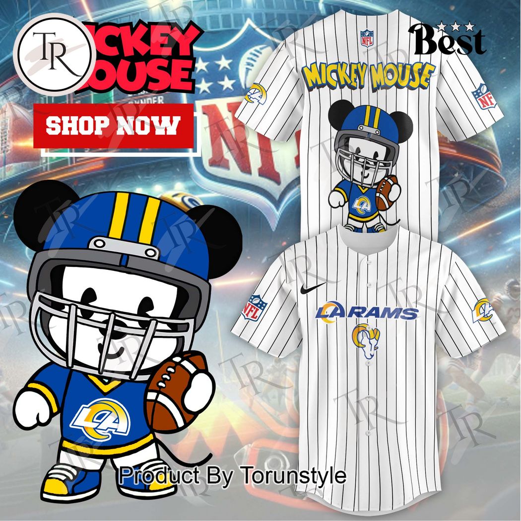 New Special Mickey Mouse Design Los Angeles Rams Baseball Custom Jersey Fan Gift