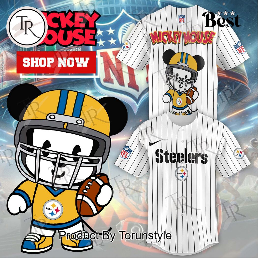 New Special Mickey Mouse Design Pittsburgh Steelers Baseball Custom Jersey Fan Gift