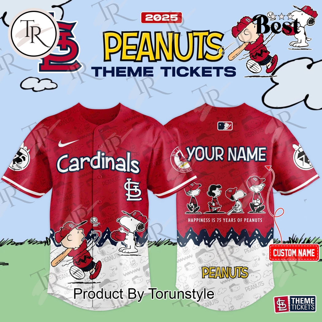 New St. Louis Cardinals 2025 Peanuts Theme Tickets Custom Name New Baseball Custom Jersey Fan Gift