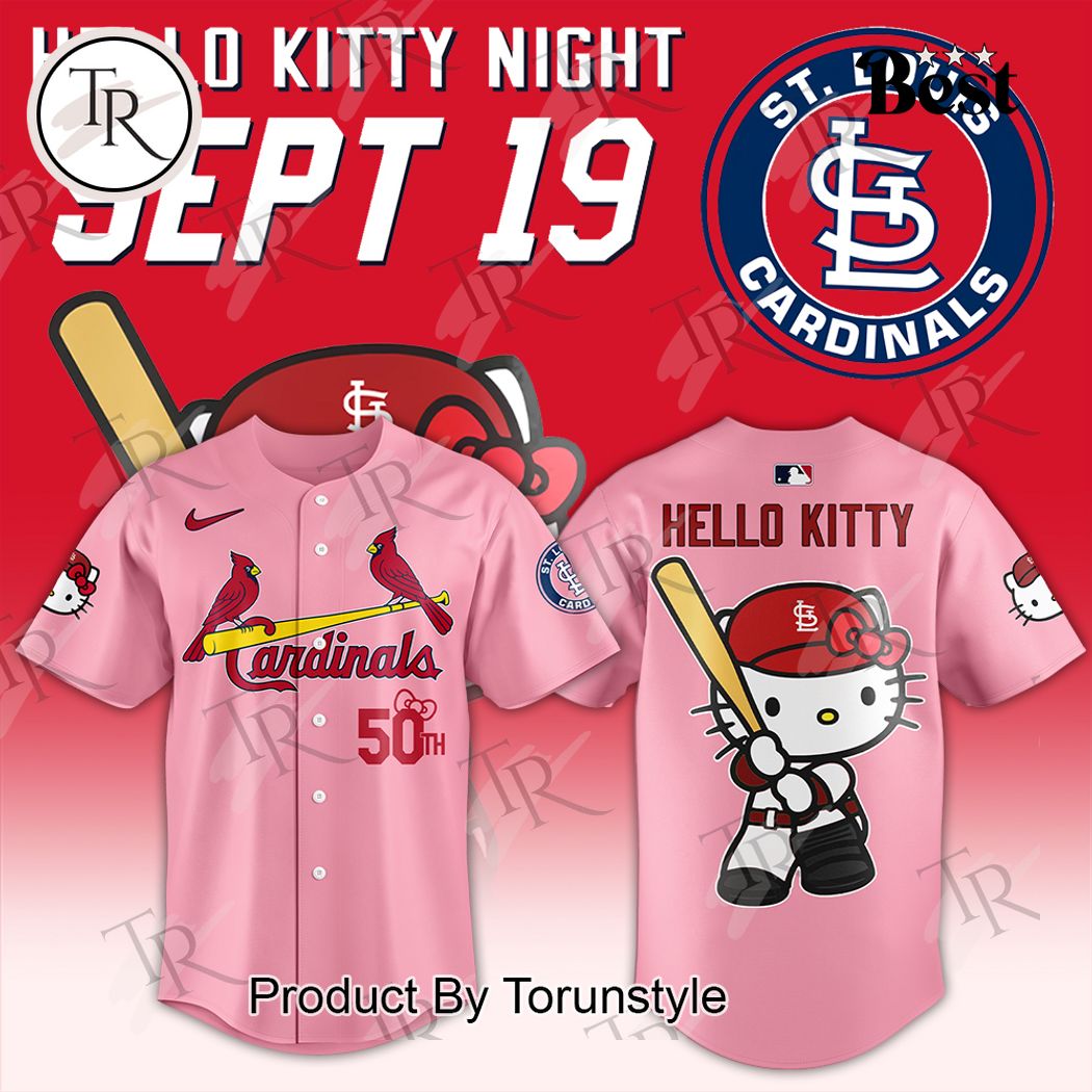 New St. Louis Cardinals x Hello Kitty Night Sept 19 Baseball Custom Jersey Fan Gift - Pink