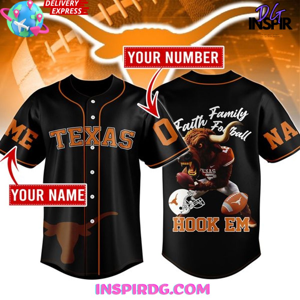 New Texas Longhorns Hook 'Em Baseball Custom Jersey Fan Gift