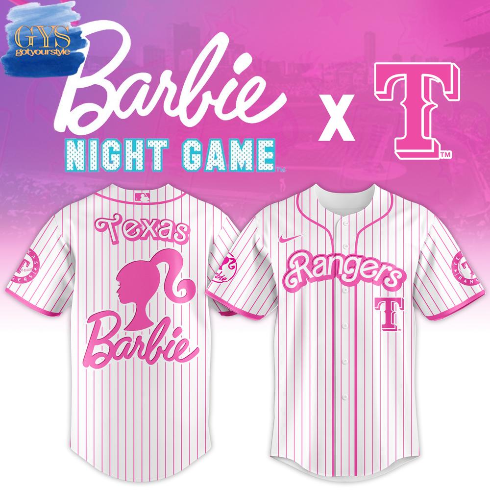 New Texas Rangers MLB x Barbie Night Game Custom Jersey Fan Gift 2025