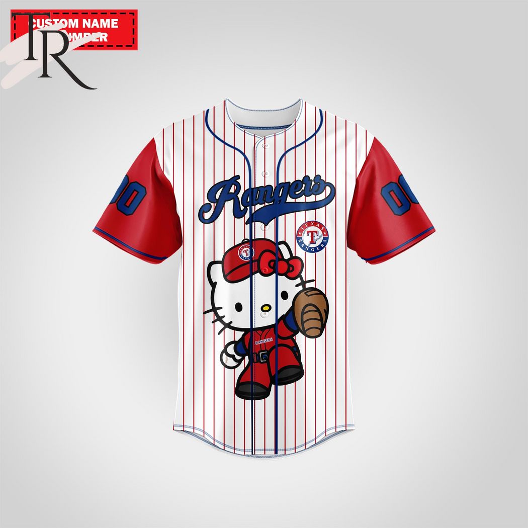 New Texas Rangers Special Hello Kitty Design Baseball Custom Jersey Fan Gift MLB Custom Name - Number