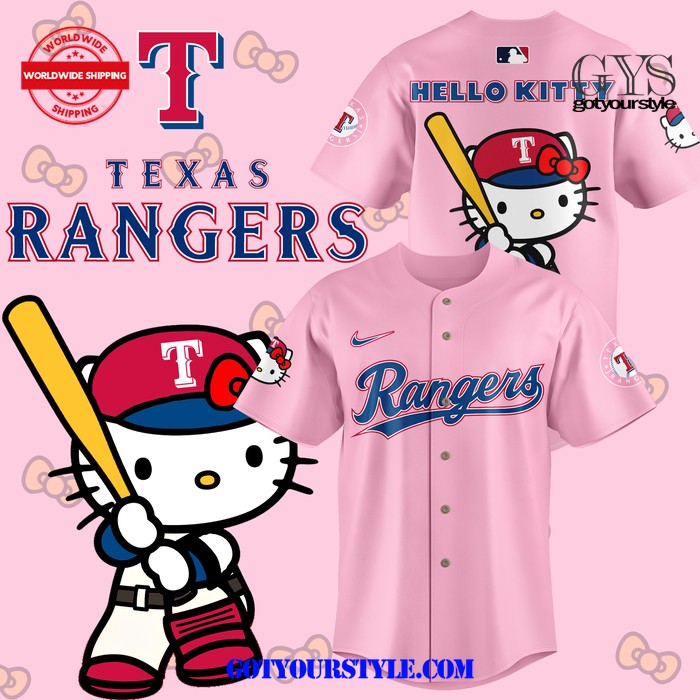 New Texas Rangers x Hello Kitty Night 2024 Baseball Custom Jersey Fan Gift