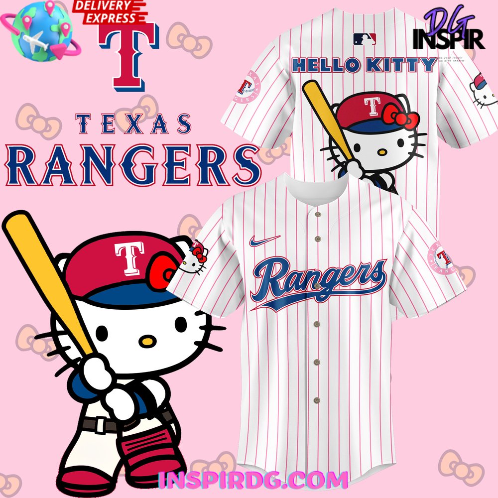 New Texas Rangers x Hello Kitty Night 2024 Stripe Baseball Custom Jersey Fan Gift
