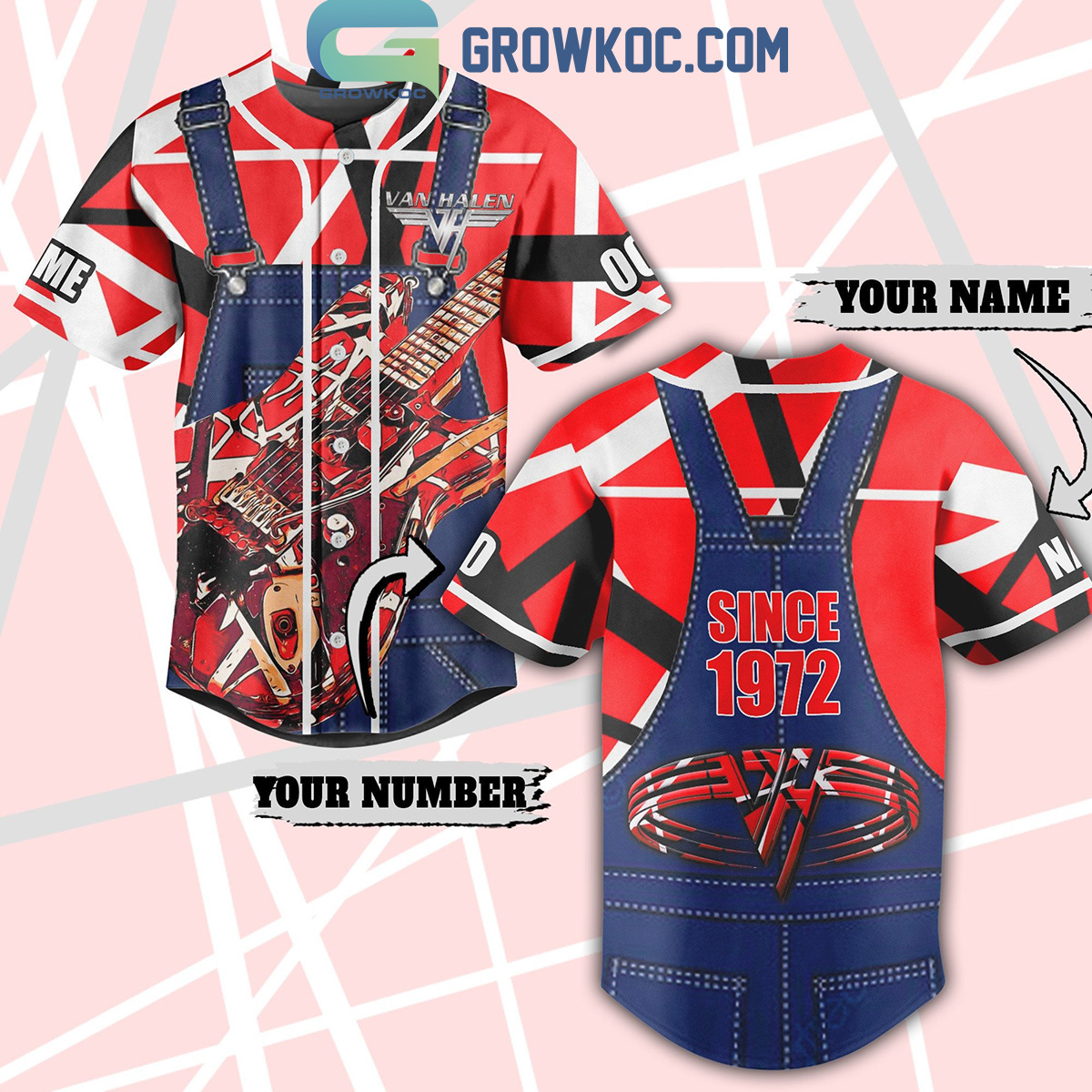 New Van Halen Since 1972 Fan Personalized Baseball Custom Jersey Fan Gift