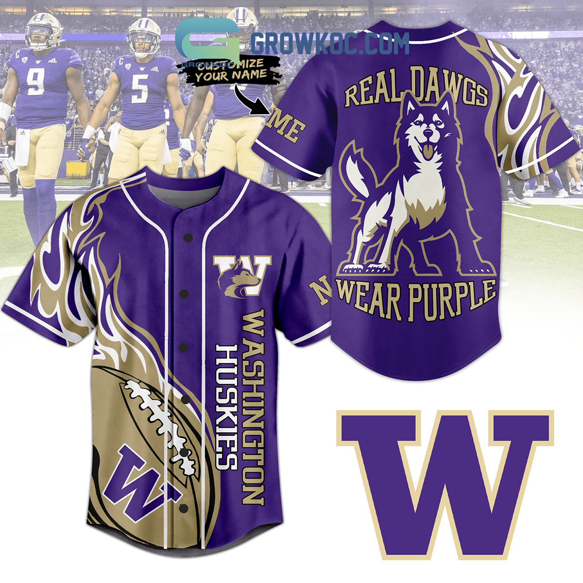 New Washington Huskies Real Dawgs Wear Purple Personalized Baseball Custom Jersey Fan Gift