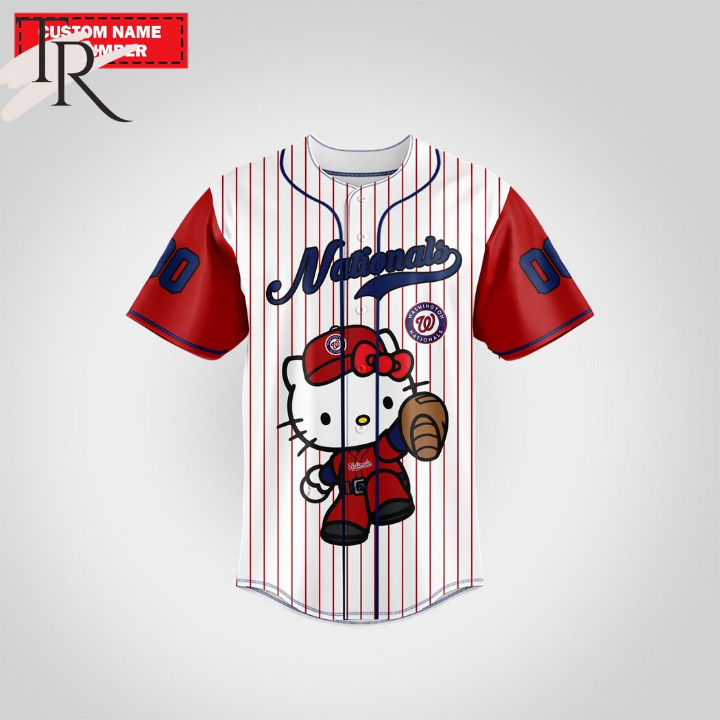 New Washington Nationals Special Hello Kitty Design Baseball Custom Jersey Fan Gift MLB Custom Name - Number