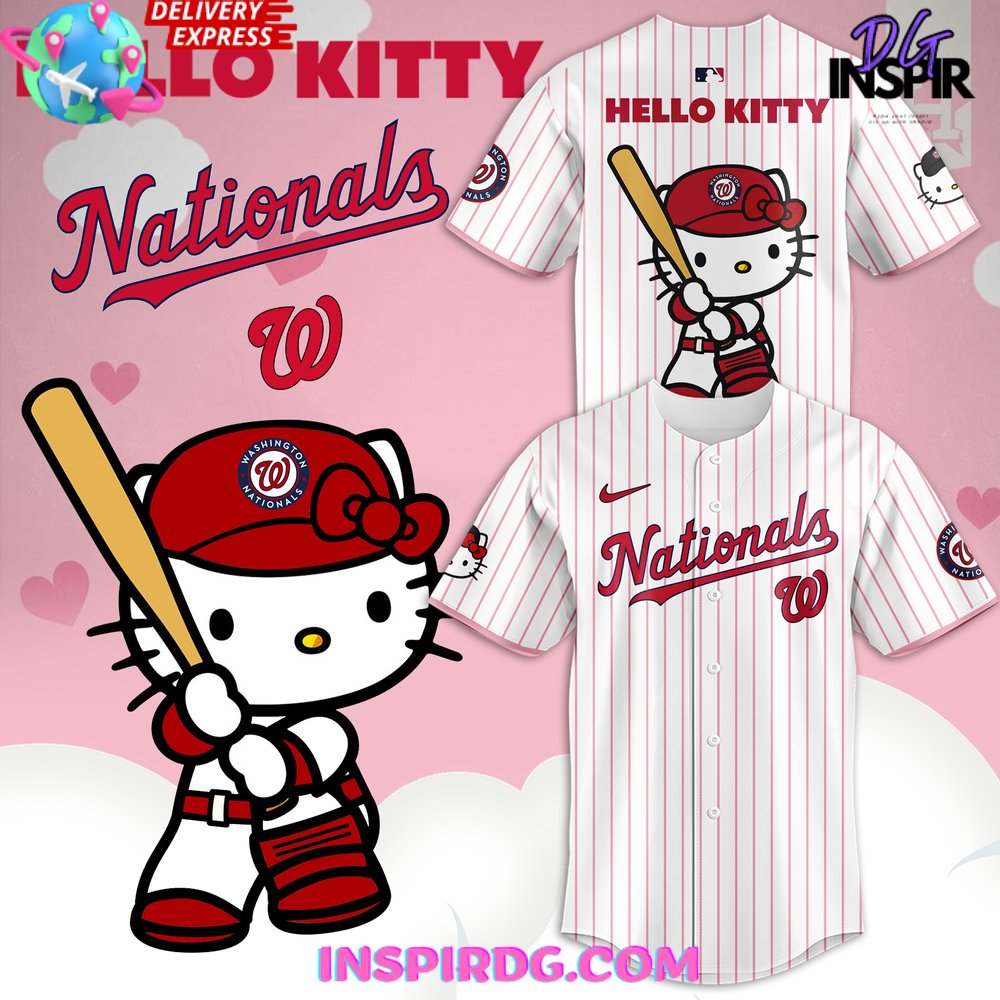 New Washington Nationals x Hello Kitty 2024 Stripe Baseball Custom Jersey Fan Gift