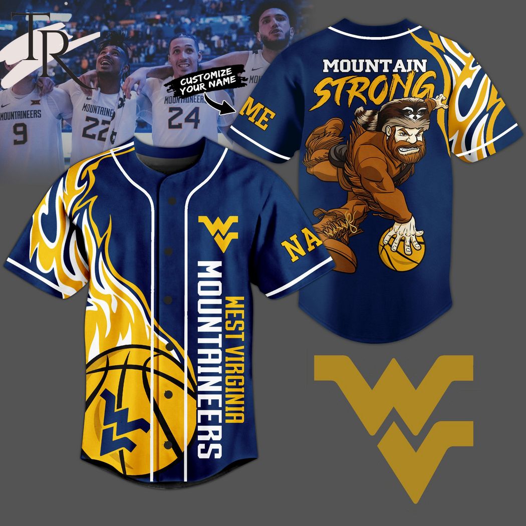 New West Virginia Mountaineers Mountain Strong Custom Baseball Custom Jersey Fan Gift