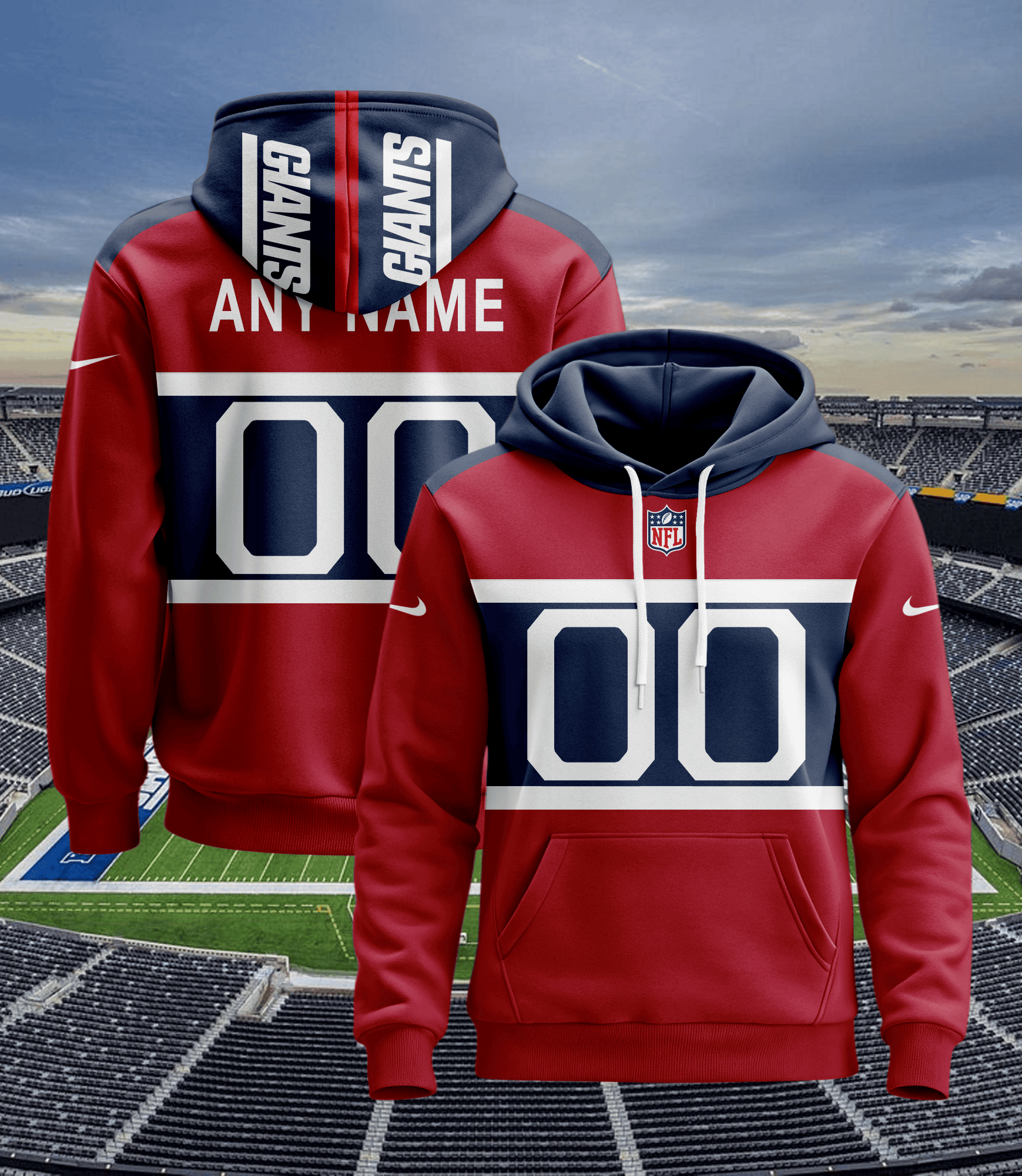 New York Giants Personalized Name And Number NFL 3D Hoodie Version 47