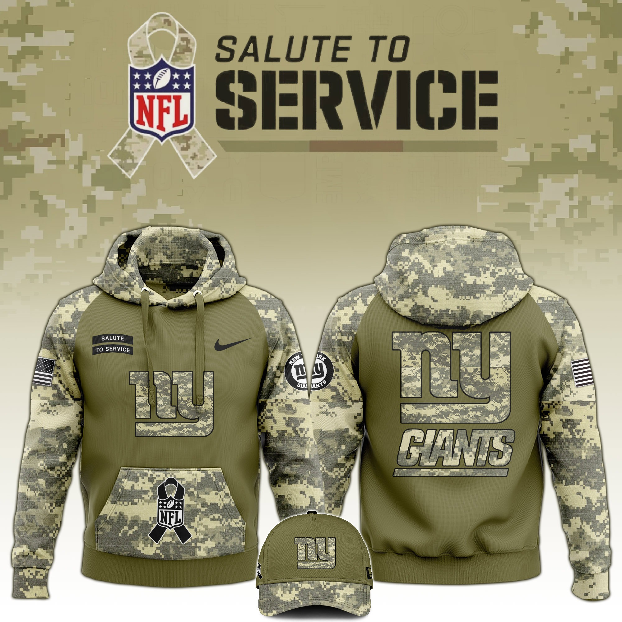 New York Giants Salute to Service Club Camo Hoodie Unique NY Giants Merch