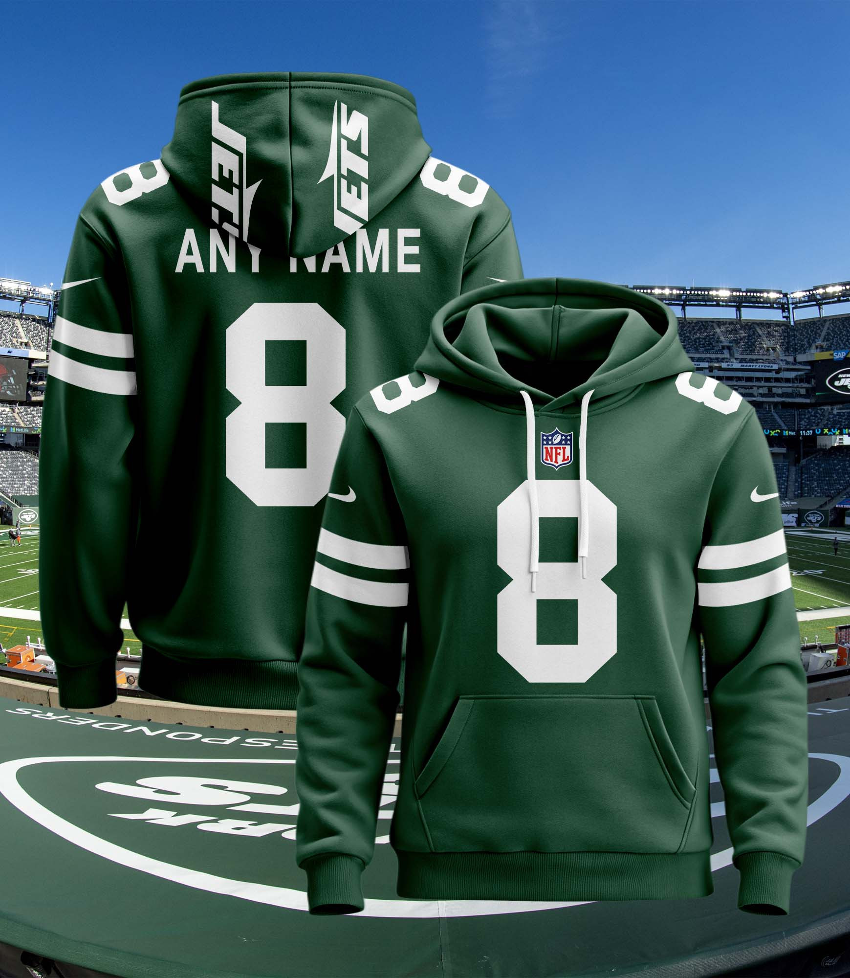 New York Jets Personalized Name And Number NFL 3D Hoodie Version 4